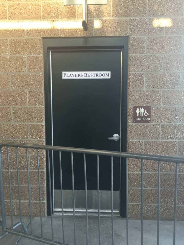 The entrance to the Player Bathroom at Suplizio Stadium. Photo by Madeline Zann.