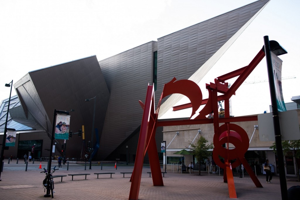 The Lao Tzu Red Steel Sculpture is a unique piece outside of the Denver Art Museum. Photo by Ruth Hollenback