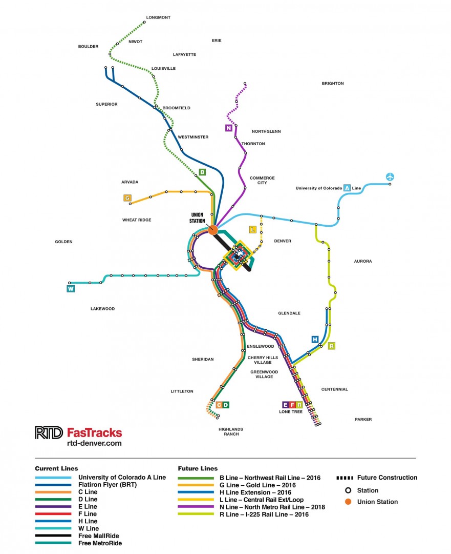 RTD's planned systems map when all future expansion projects are completed. Image courtesy of RTD