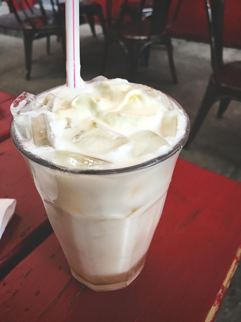 An Italian soda with honey lavender house-made syrup and Bavarian Cream (a thick vanilla whipped cream. Ruth Hollenback | Clarion