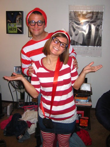 This couple sports stripes for the “Where’s Waldo?” outfit.