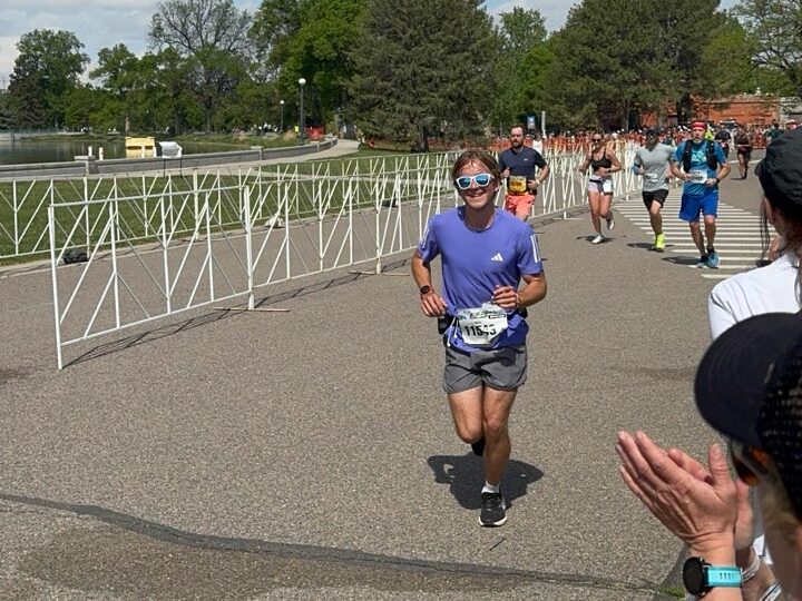 Sports Editor Nick Allen on his way to the finish of the Denver/Colfax Marathon.
